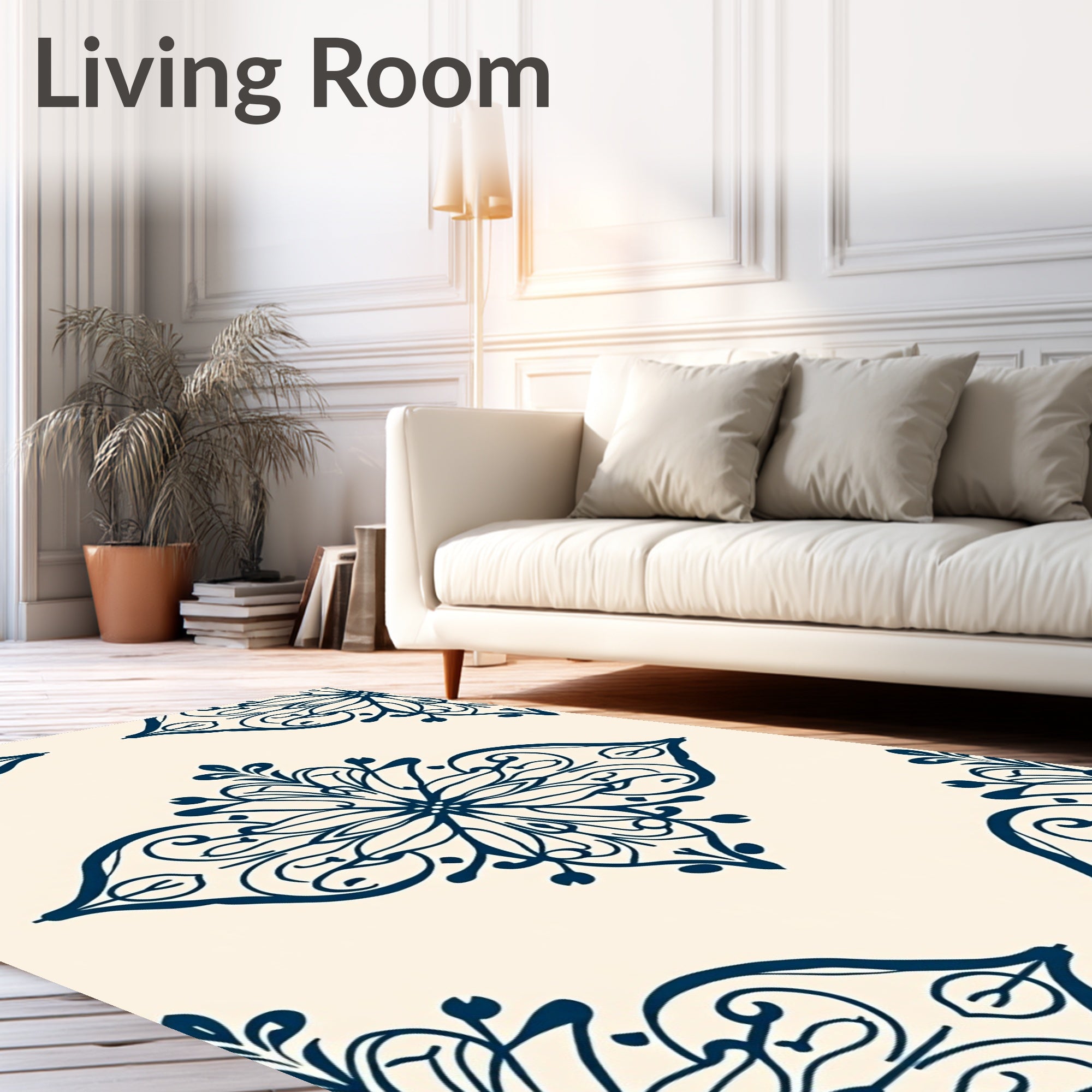 Navy Symmetry Floral Medallion Rug