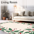 Festive Green Holly Berry Garland Rug