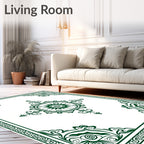 Dark Green Geometric Mandala Ornament Rug