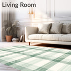 Soft Sage Green Plaid Check Rug