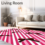 Maroon Bows On Pink Stripe Background Rug