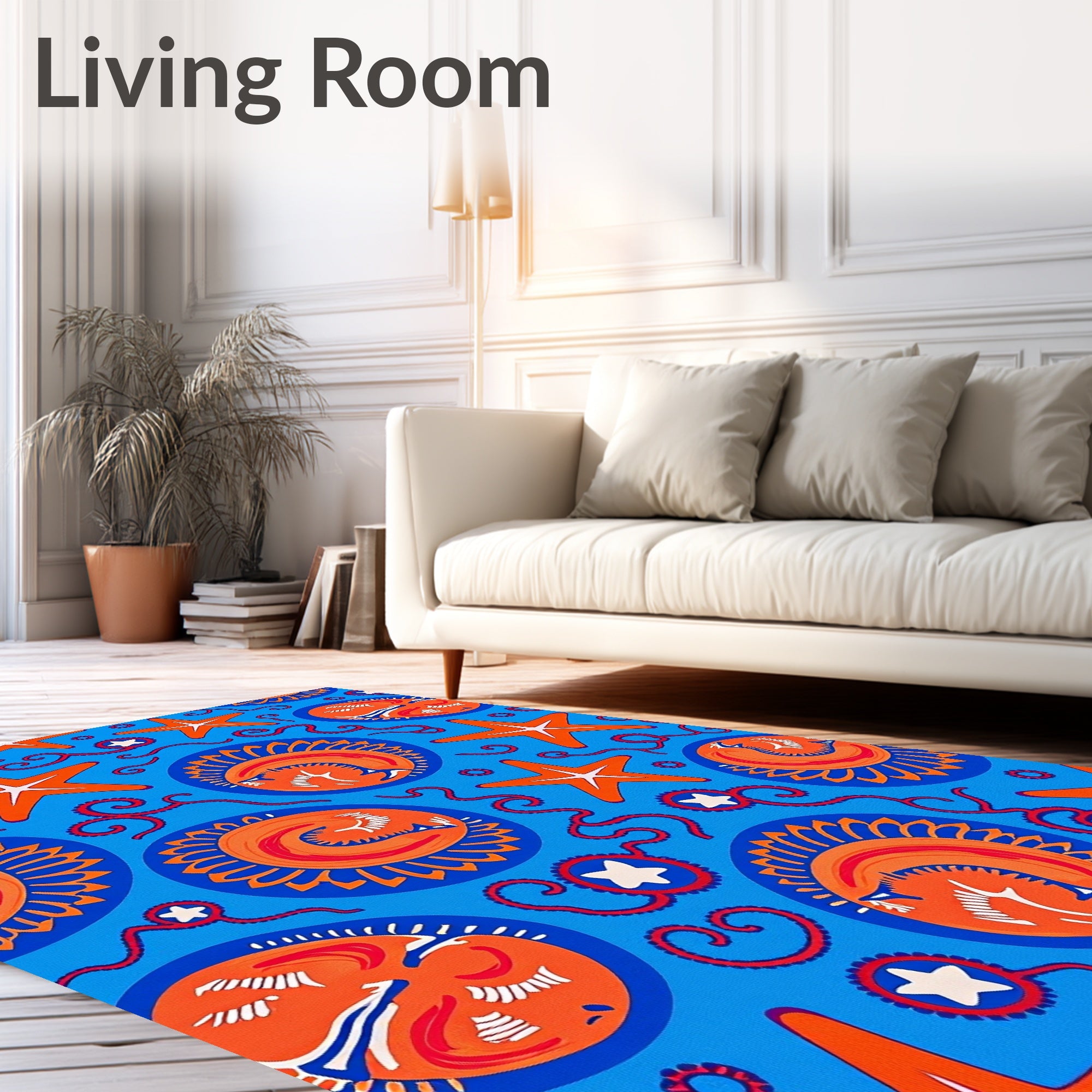 Coastal Orange Starfish Marine Life Rug