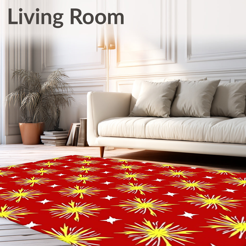 Red Yellow Starburst Medallion Rug