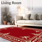 Ornate Crimson Border Medallion Rug
