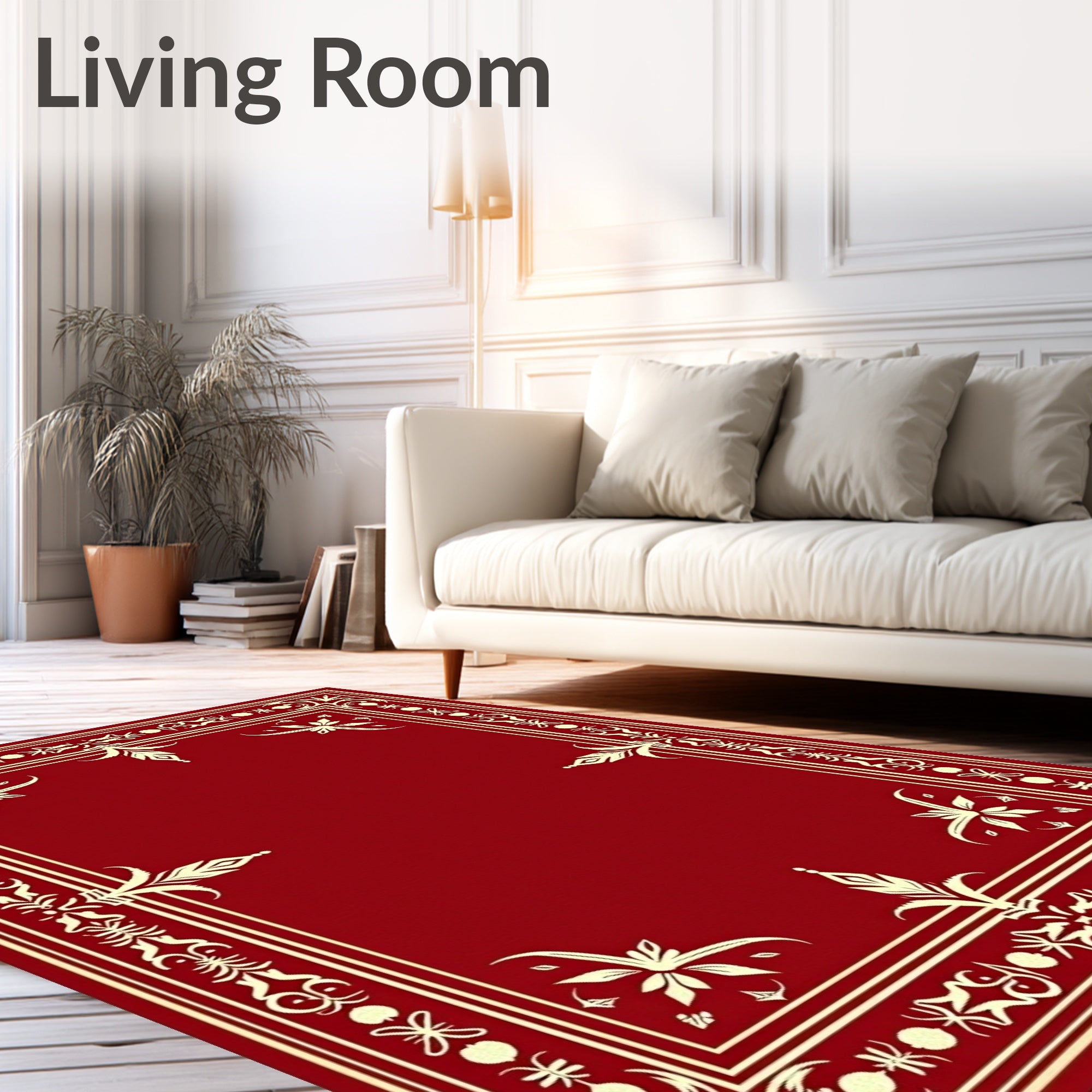 Ornate Crimson Border Medallion Rug