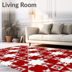 Classic Red White Geometric Crest Rug