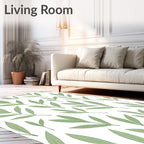 Soft Sage Green Botanical Branches Rug