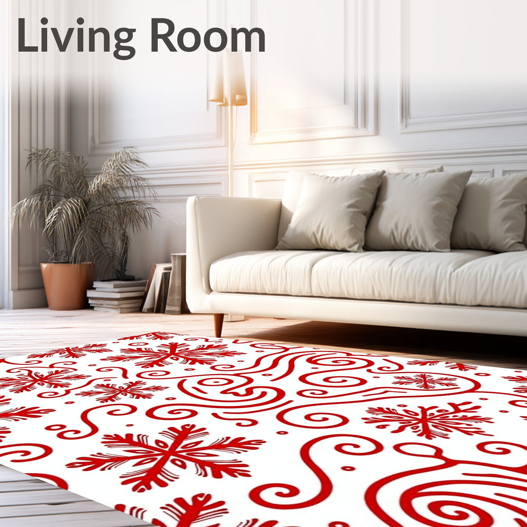 Red Snowflake Swirl Collection Rug