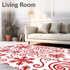 Red Snowflake Swirl Collection Rug
