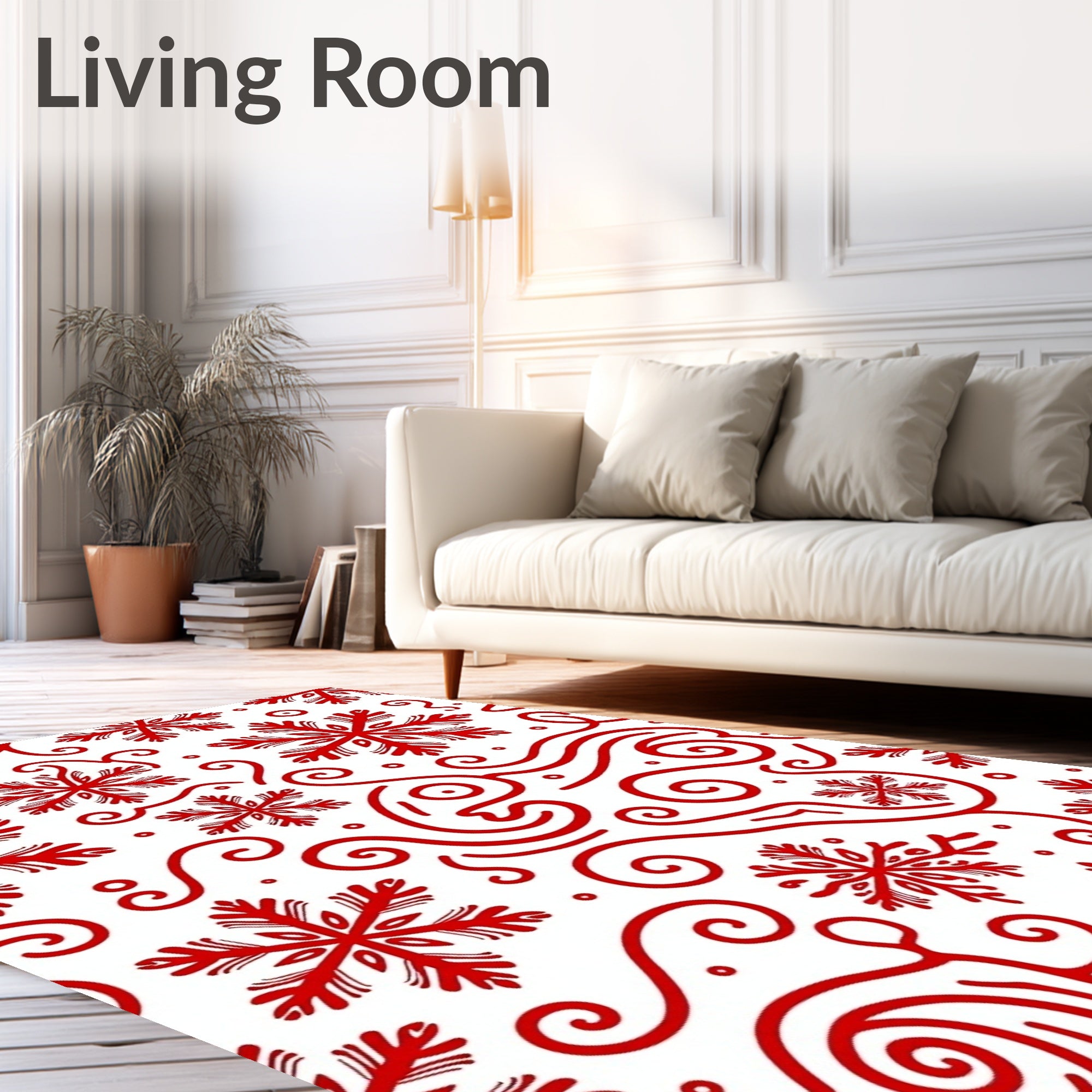 Red Snowflake Swirl Collection Rug