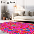 Vibrant Pink Mandala Floral Rug