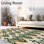 Emerald Gold And Cream Ornamental Chevron Rug