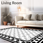Black White Reciprocal Geometric Motif Rug