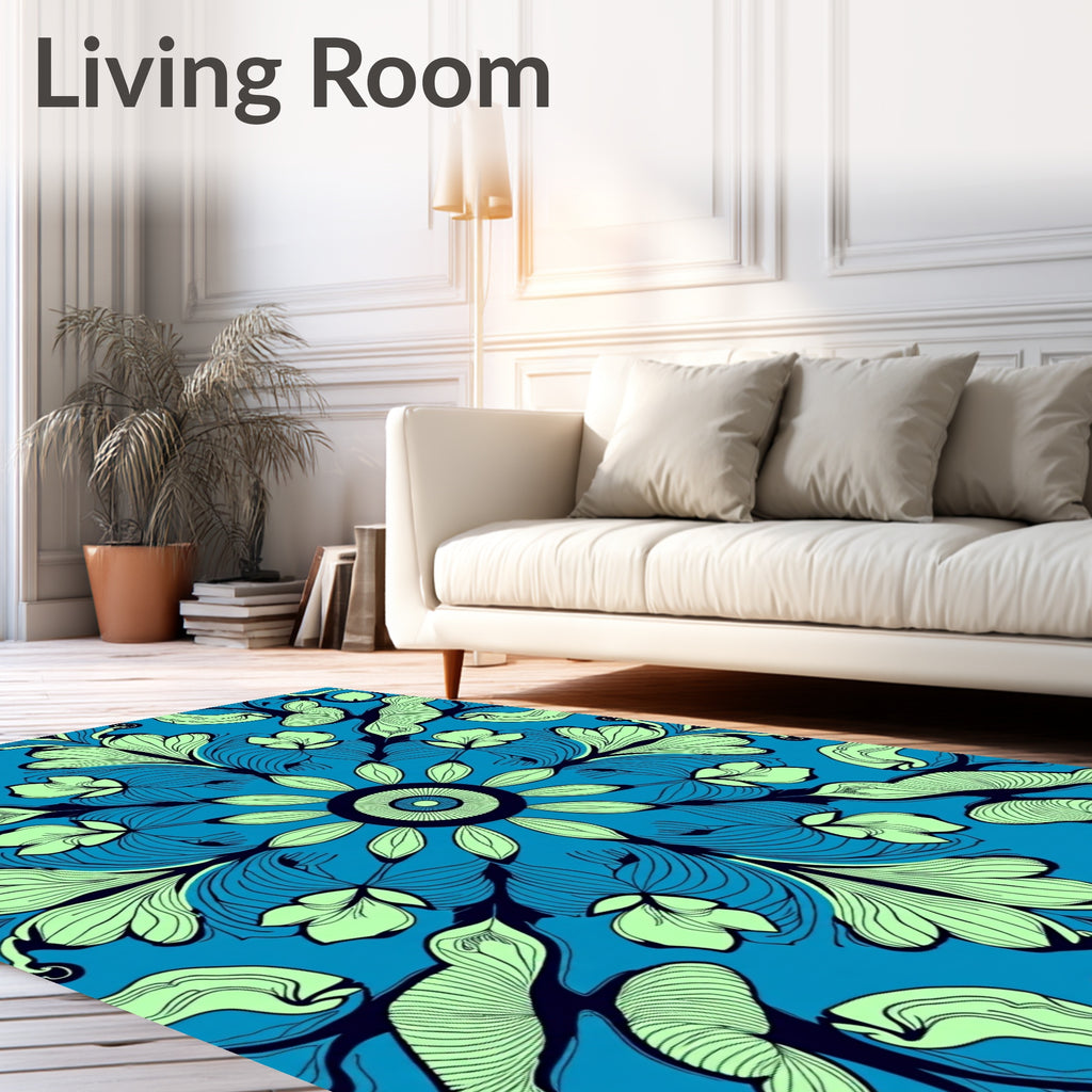 Aqua Mint Floral Medallion Rug