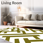 Olive Green Geometric Maze Rug
