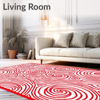Red Swirling Line Abstract Rug