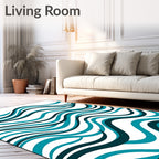 Oceanic Teal Wave Ribbon Rug