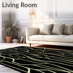 Black Cream Organic Flowing Lines Rug