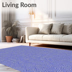 Navy White Geometric Maze Rug