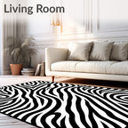 Bold Black White Zebra Waves Rug