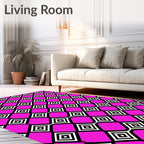 Vibrant Pink Geometric Diamond Rug
