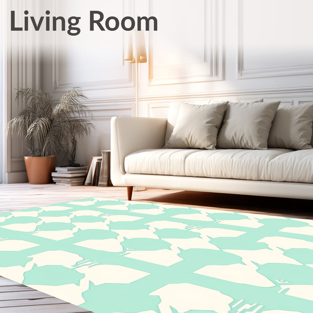 Mint And Cream Geometric Overlay Rug