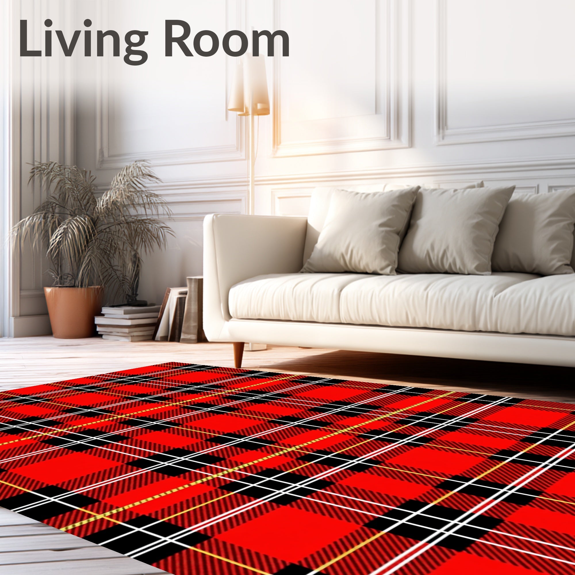 Classic Red Black Yellow Tartan Plaid Rug