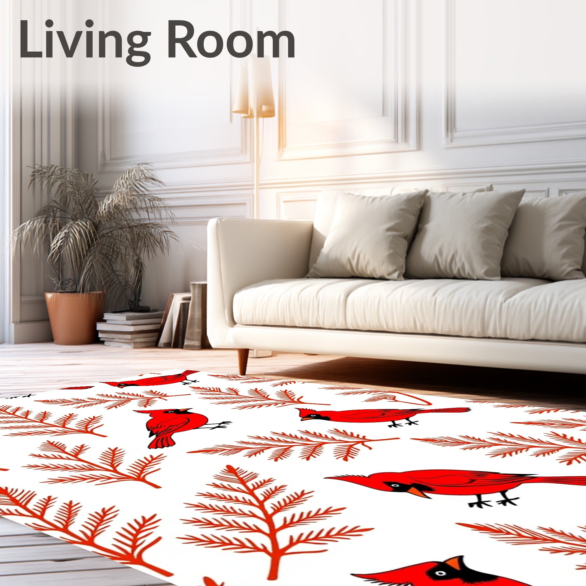Red Cardinal Branch Repeat Rug