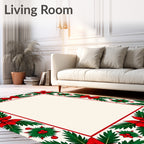 Festive red bows and holly border Rug