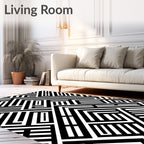 Monochromatic Geometric Maze Abstraction Rug