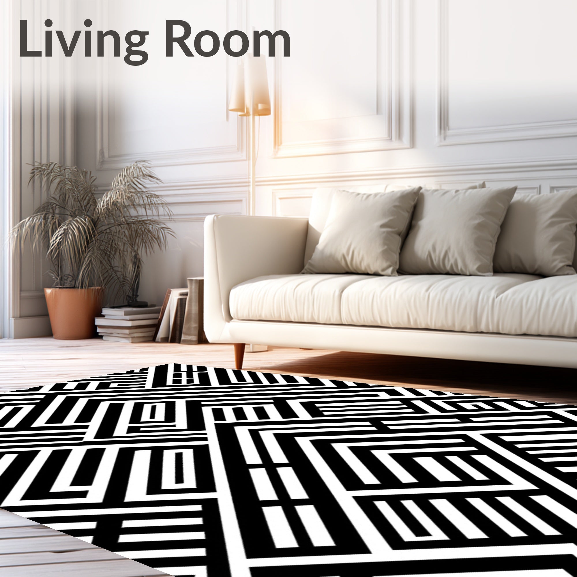 Monochromatic Geometric Maze Abstraction Rug