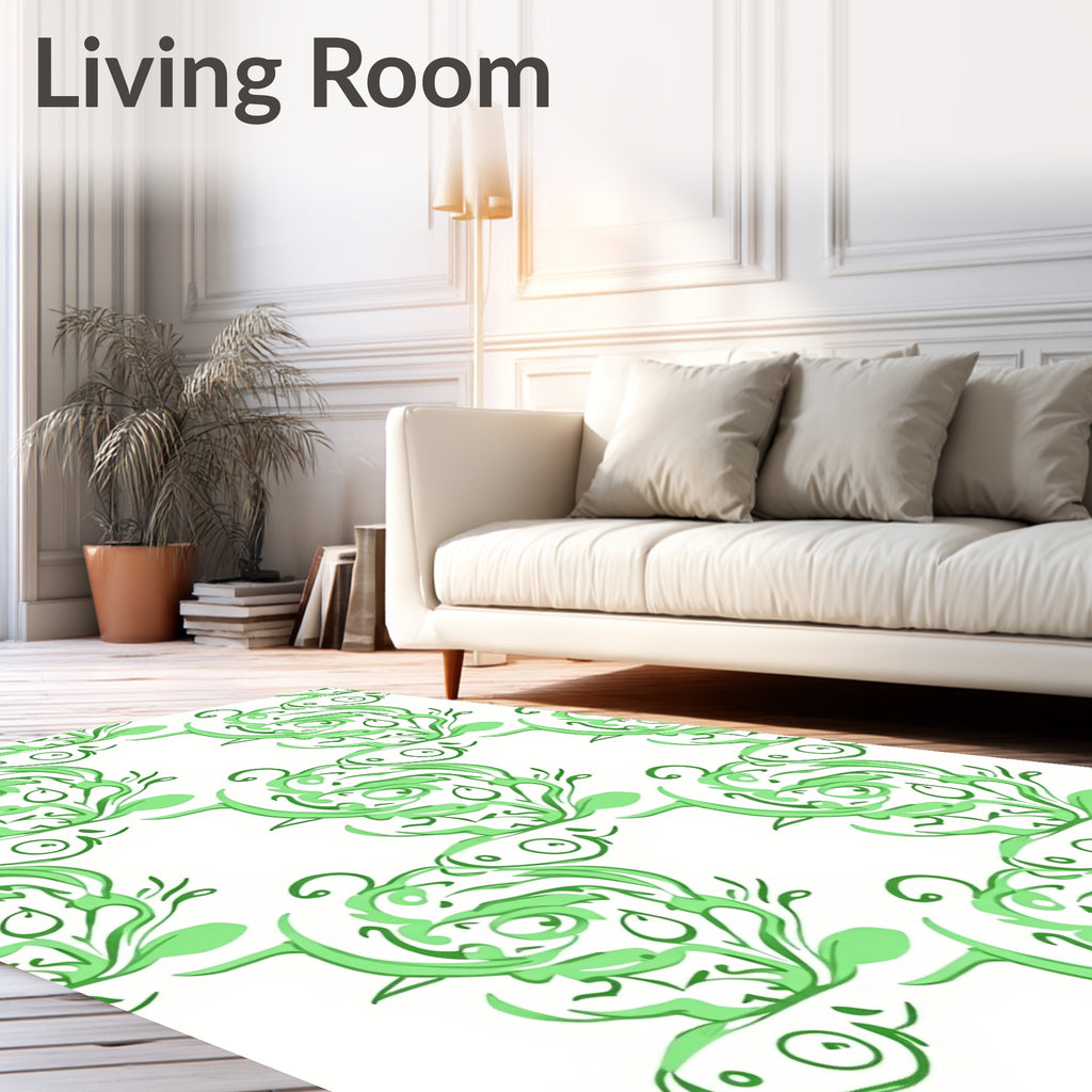 Whimsical Green Koi Swirl Rug