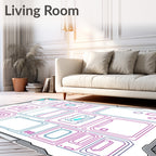 Futuristic Grid Circuit Board Layout Rug