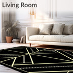 Art Deco Black Geometric Rays Rug