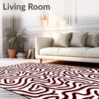 Red Swirl Abstract Lines Rug