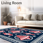 Vintage Navy Red Bell Cross Rug