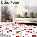 Whimsical Snowman Red Scarf Charm Rug