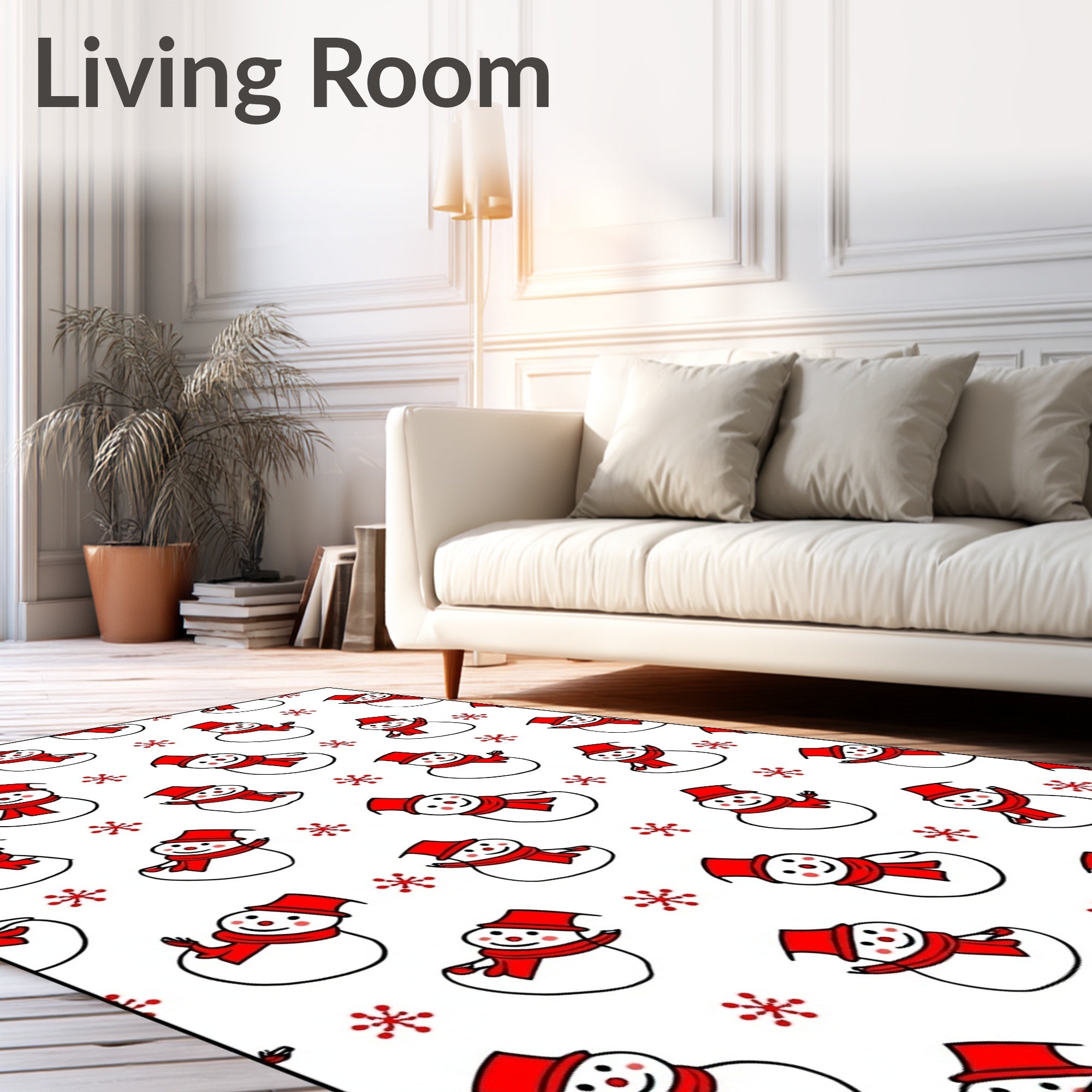Whimsical Snowman Red Scarf Charm Rug