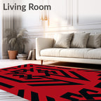 Bold Red Geometric Animal Rug