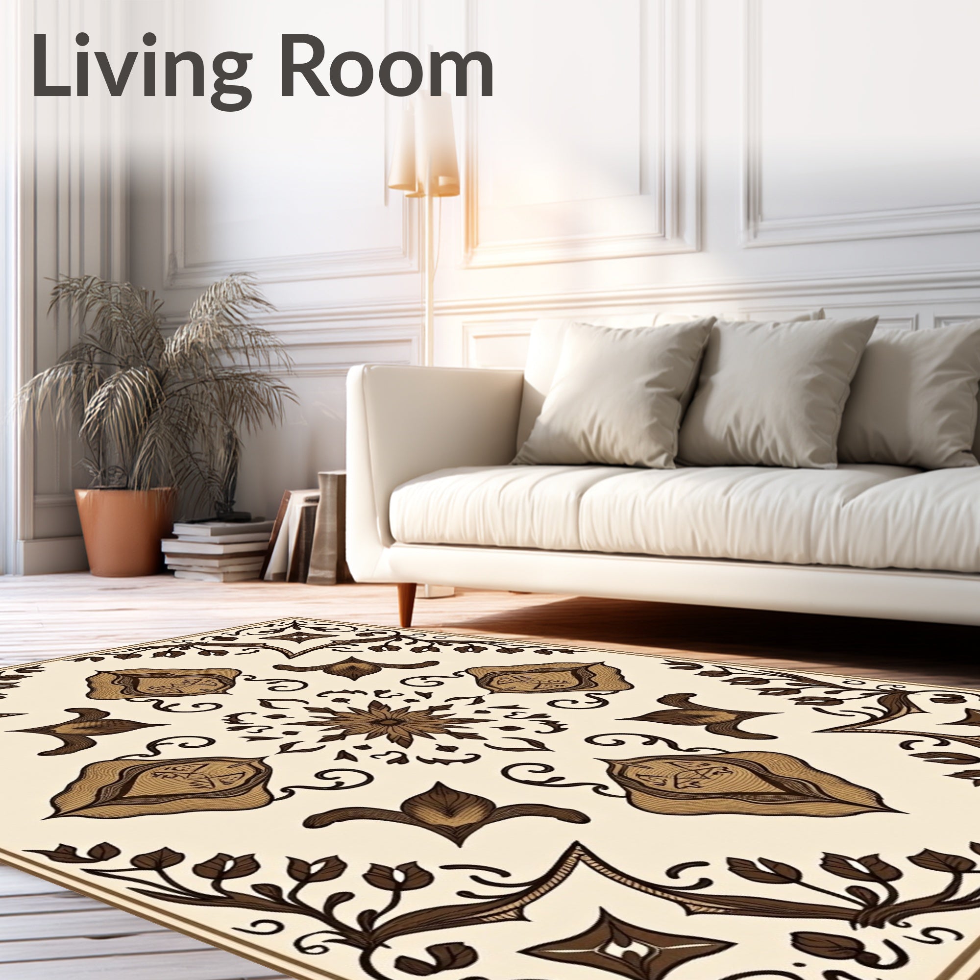 Earthy Tones Floral Crest Rug