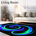 Vivid Blue Green Swirl Abstraction Rug