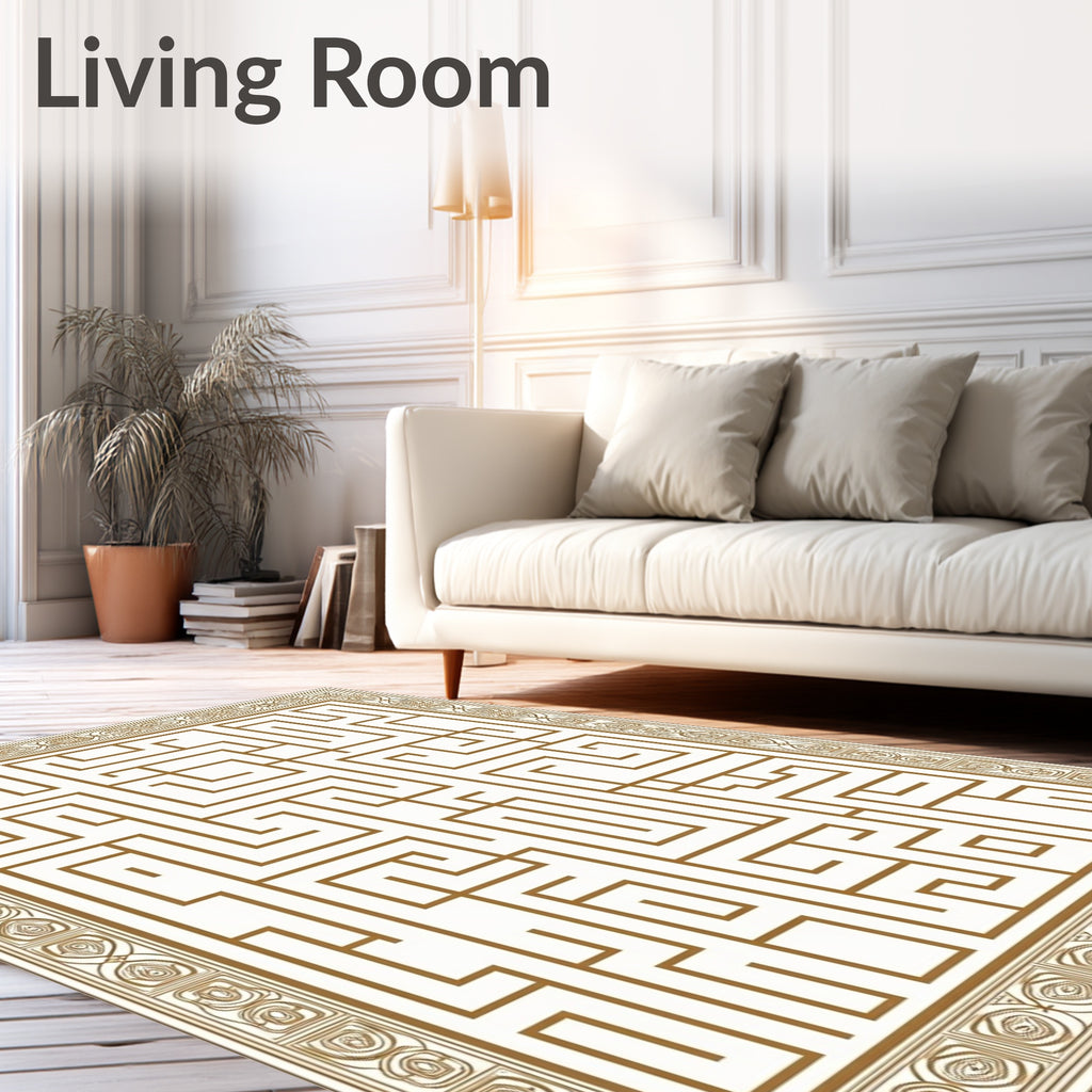 Golden Maze Border Rug