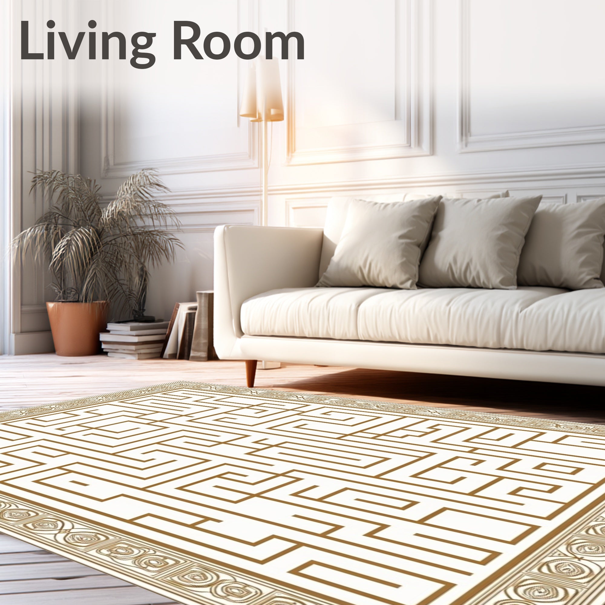 Golden Maze Border Rug