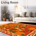 Autumn Harvest Farmers Sunflowers Pumpkins Scene Rug