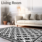 Monochrome Geometric Interlocking Lattice Rug