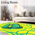 Futuristic Teal Abstract Geometric Rug
