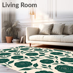 Deep Teal Blooming Rose Botanical Rug