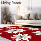Bold Crimson Petal Mandala Rug