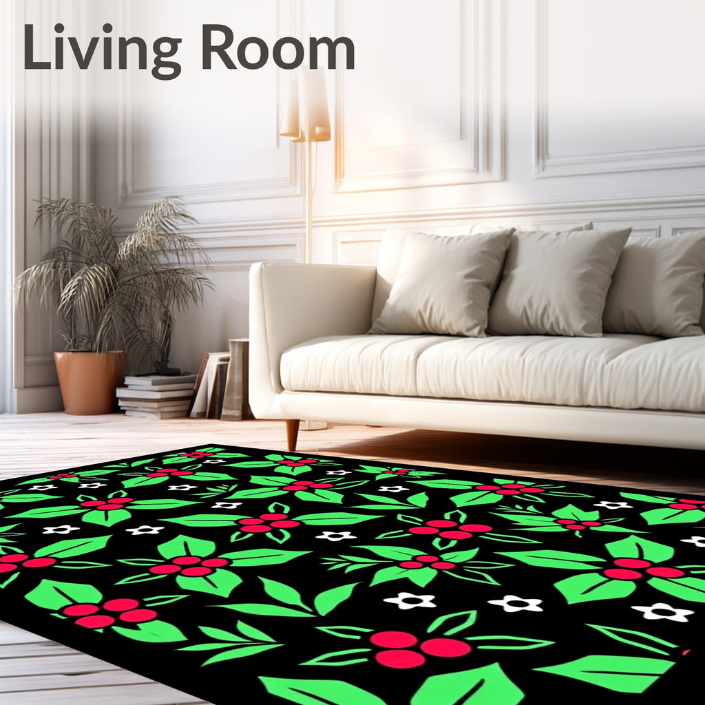 Holiday Holly Berry Foliage Rug
