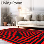 Bold Red Maze Runner Figurine Rug